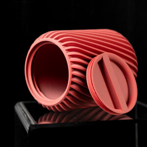 Contenitore rigato con coperchio creato tramite stampa 3D